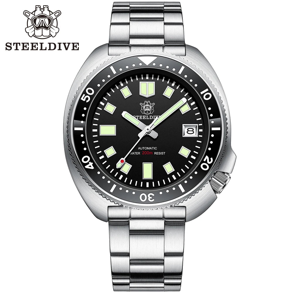 Automatic Dive Watch with White Date Background, 200M Waterproof, NH35 Movement