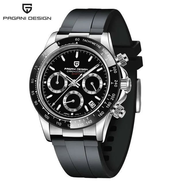 40mm Men's Quartz Chronograph Watch with Sapphire Crystal and Waterproof Design