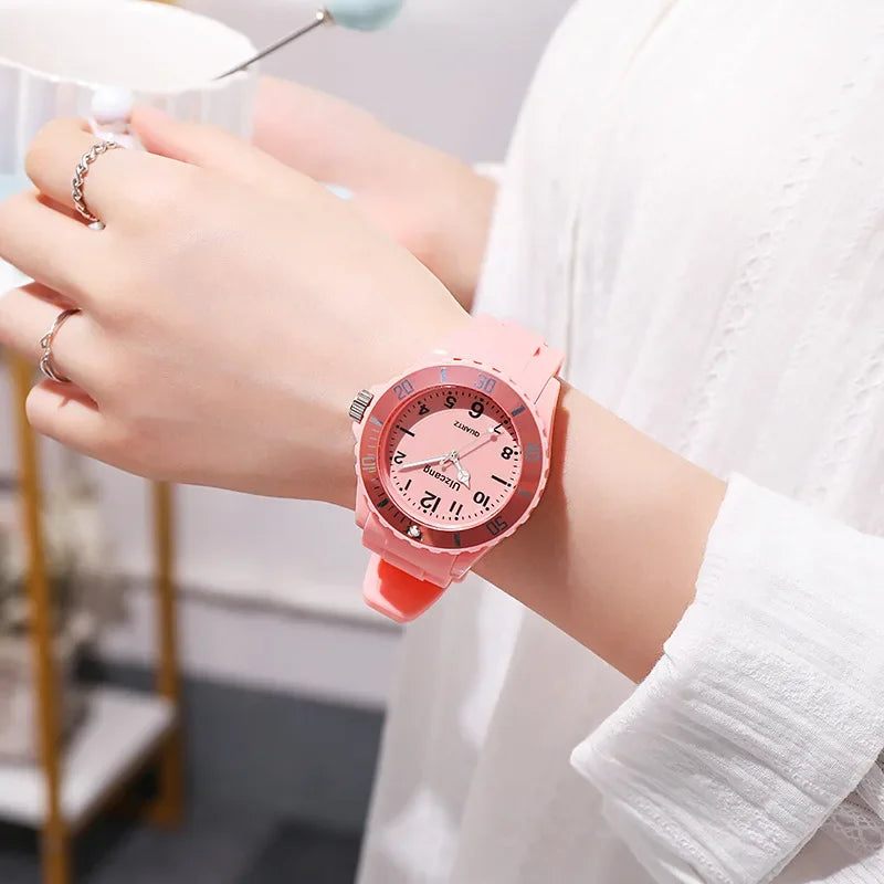 Student Fashion Quartz Watch for Kids - Sporty Transparent Silicone Design