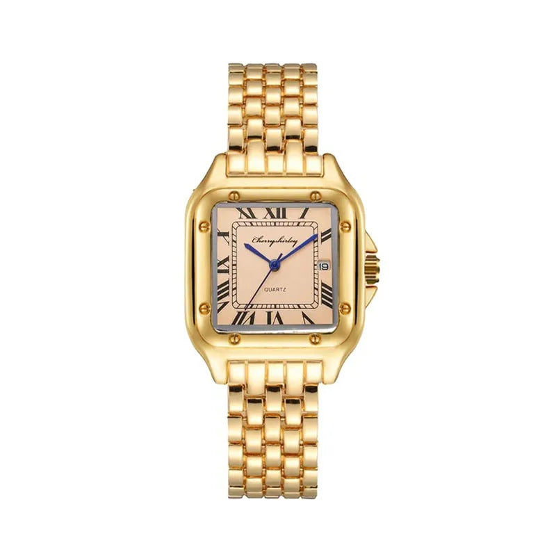 Light Luxury Square Couple Watches with Stainless Steel Strap - Fashion Quartz Wristwatches