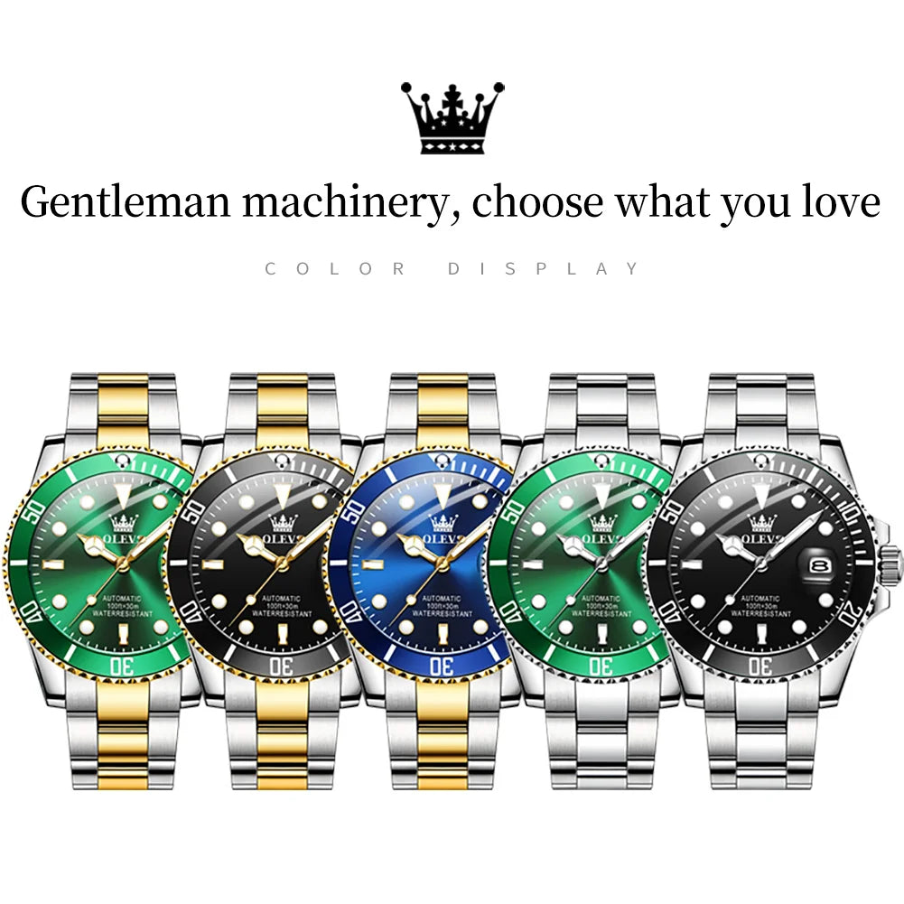 Classic Automatic Mechanical Men's Watch with Luminous Features and Waterproof Design