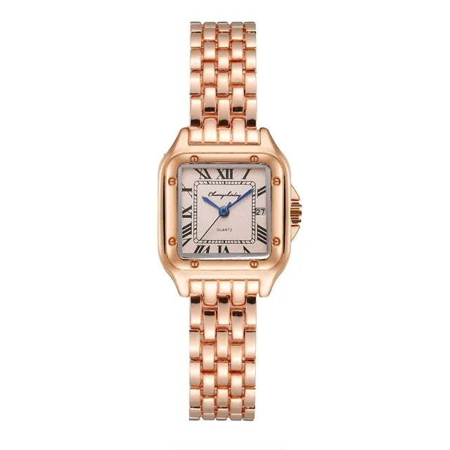 Light Luxury Square Couple Watches with Stainless Steel Strap - Fashion Quartz Wristwatches