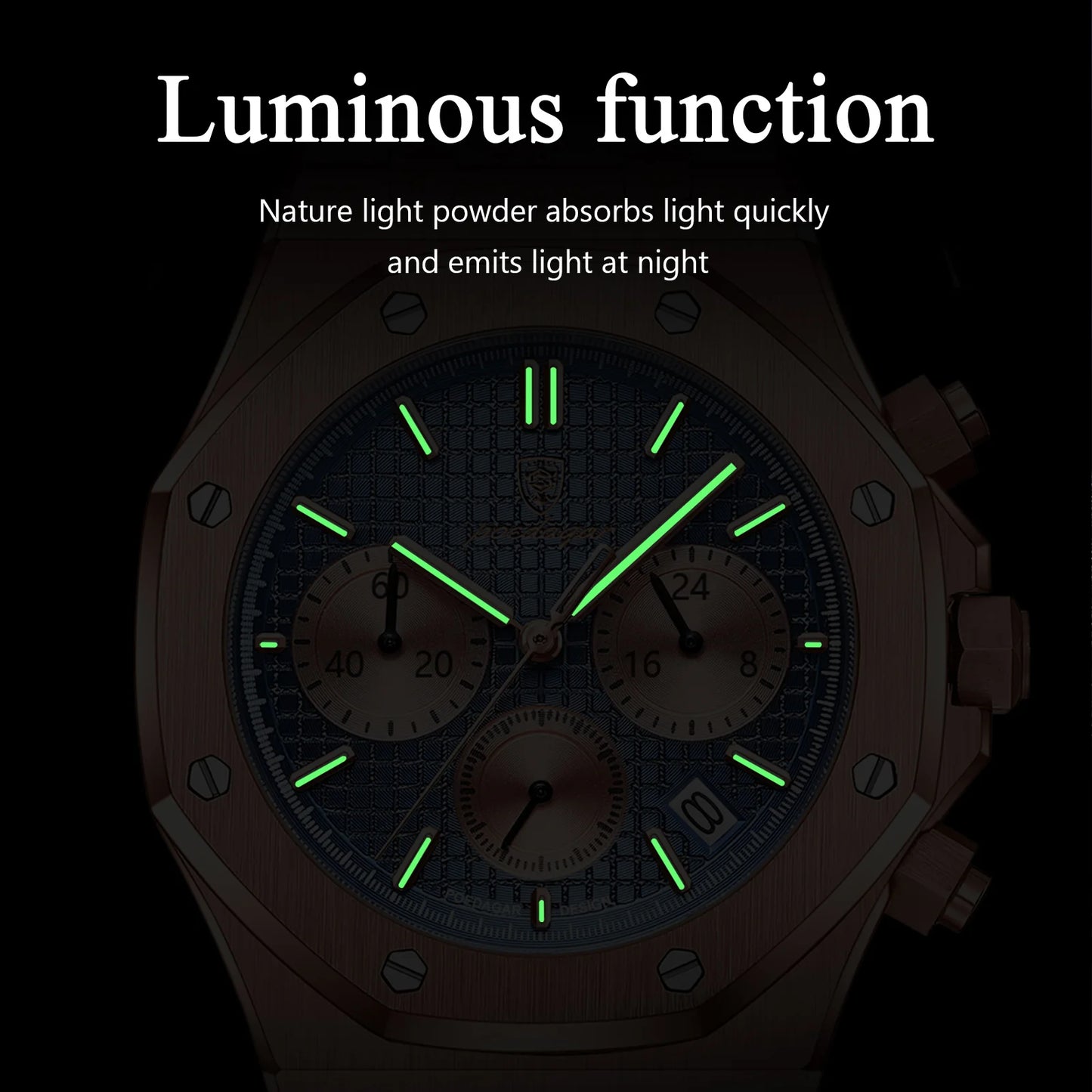 Luxury Men's Stainless Steel Chronograph Watch - Waterproof & Luminous