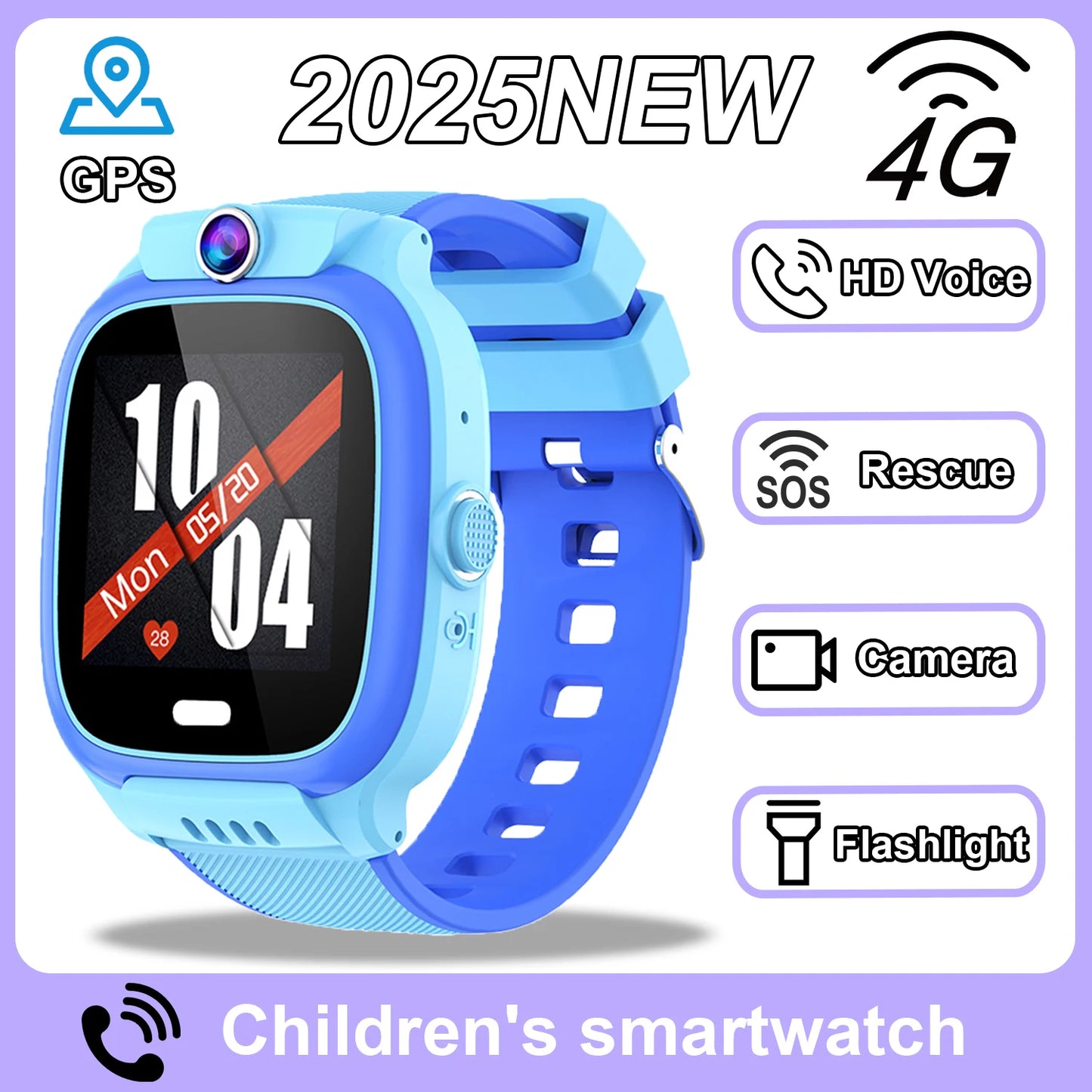 2025 Kids Smart Watch with GPS, 4G Calling, and Waterproof Design