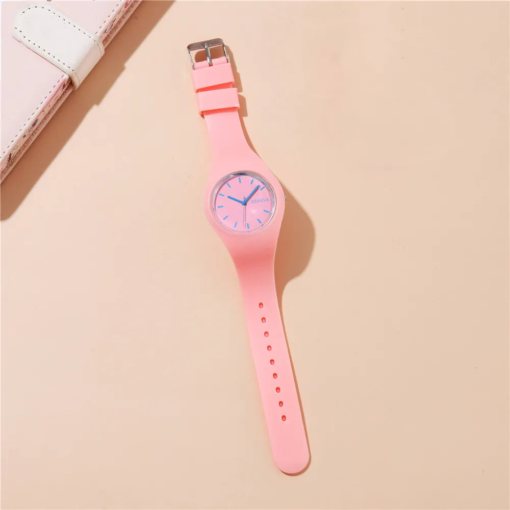 Big Dial Kids Quartz Watch with Silicone Strap for Boys and Girls