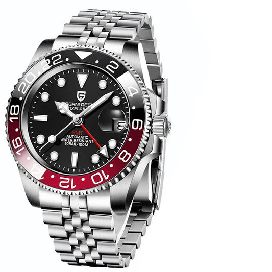 Luxury GMT Mechanical Wristwatch with Sapphire Glass and 100M Water Resistance