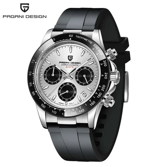 40mm Men's Quartz Chronograph Watch with Sapphire Crystal and Waterproof Design