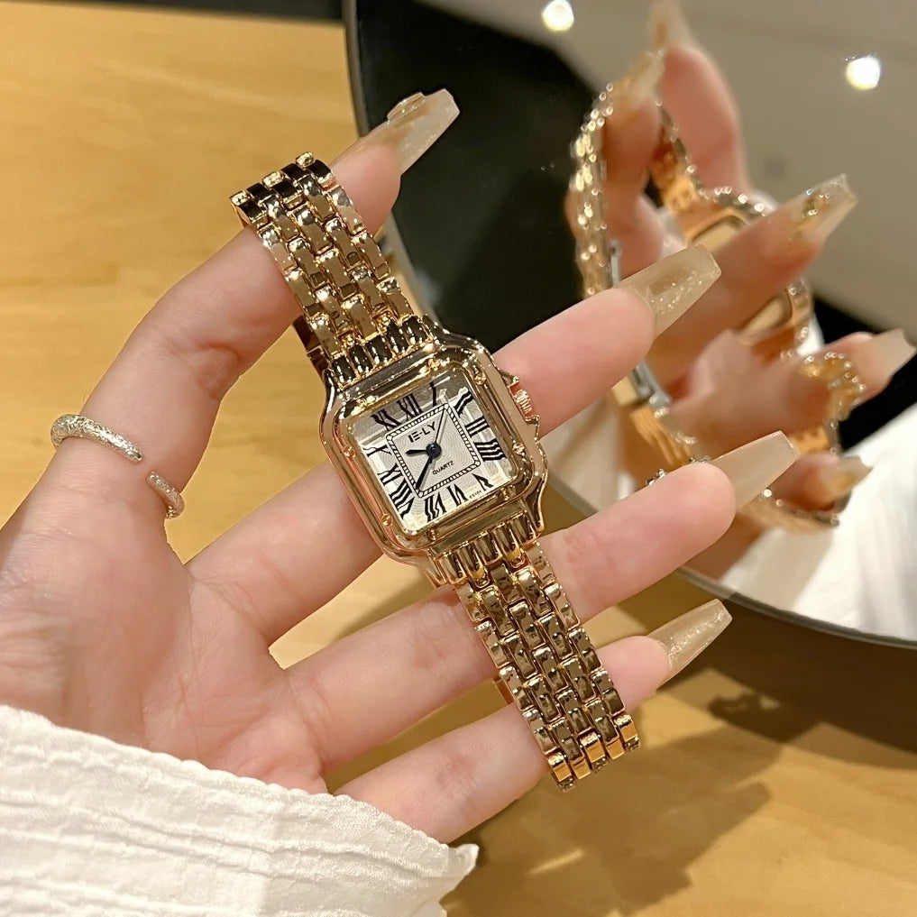 Light Luxury Women's Gold Stainless Steel Fashion Quartz Watch