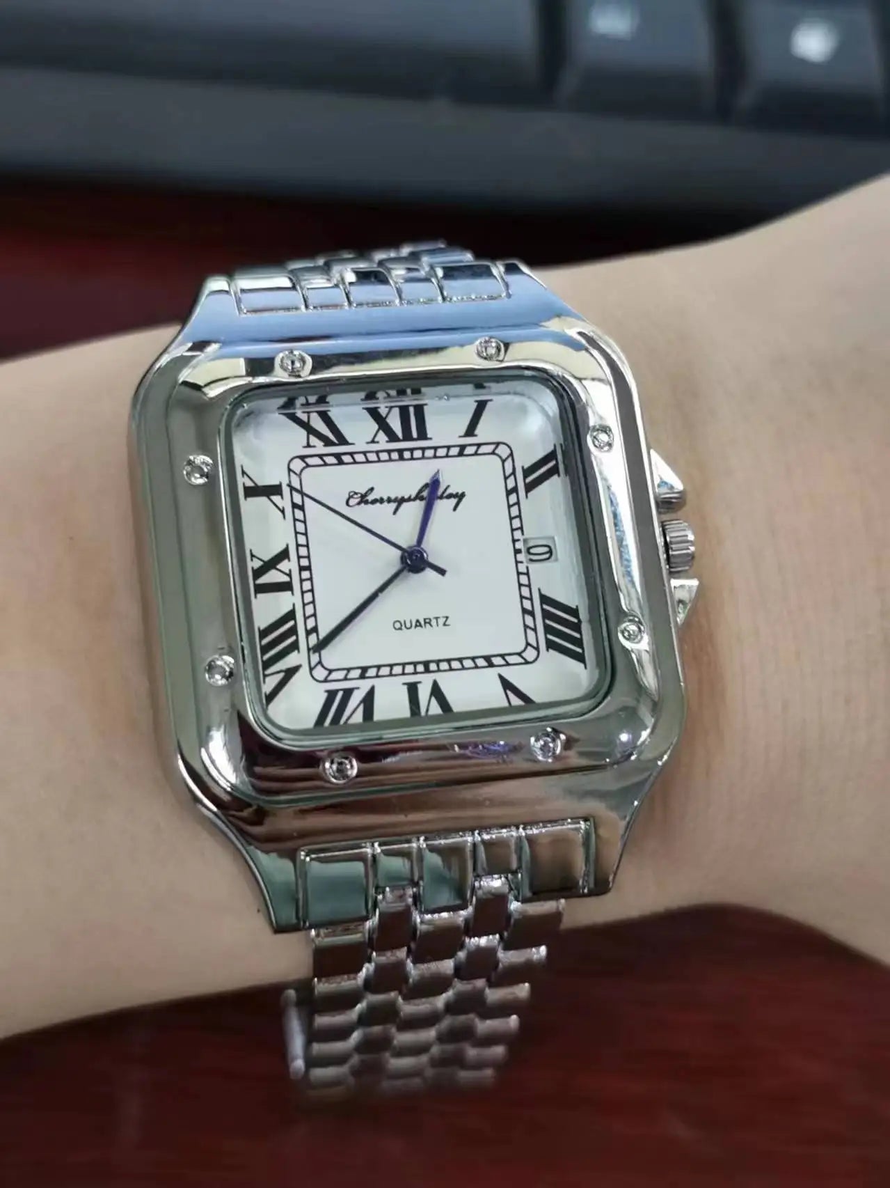 Light Luxury Square Couple Watches with Stainless Steel Strap - Fashion Quartz Wristwatches