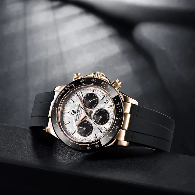 40mm Men's Quartz Chronograph Watch with Sapphire Crystal and Waterproof Design