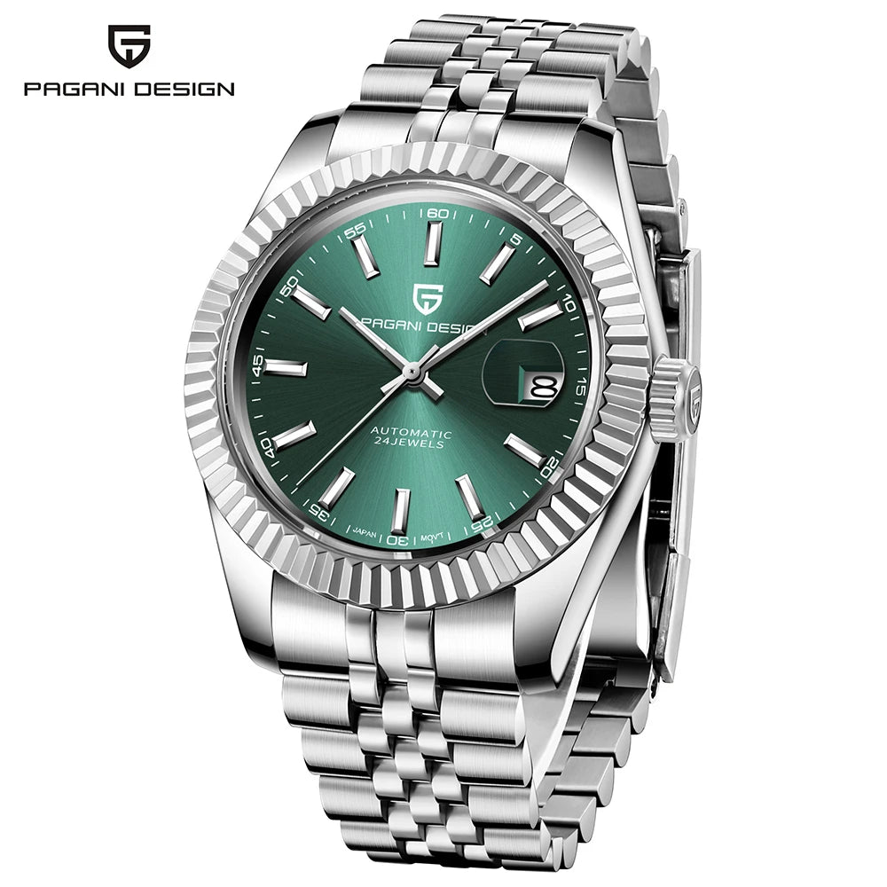 Men's 42MM Automatic Mechanical Watch with Sapphire Glass and Stainless Steel Band