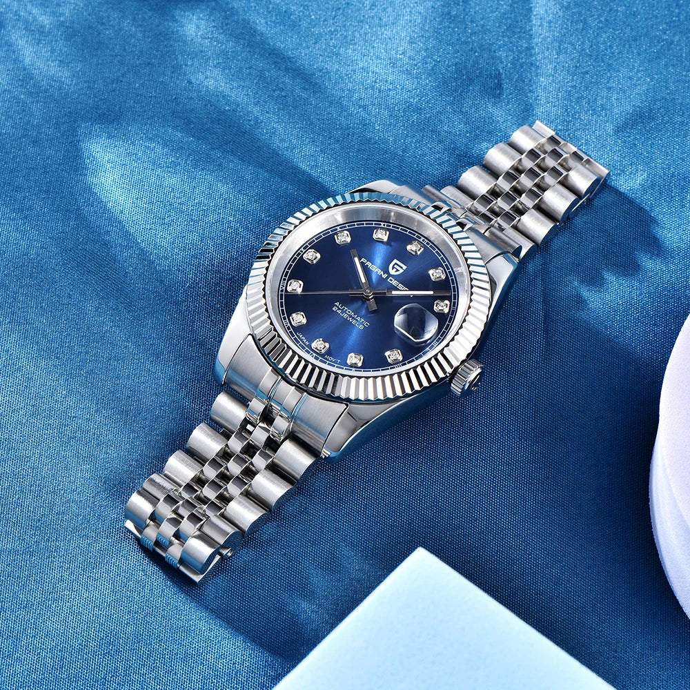 Men's 42MM Automatic Mechanical Watch with Sapphire Glass and Stainless Steel Band