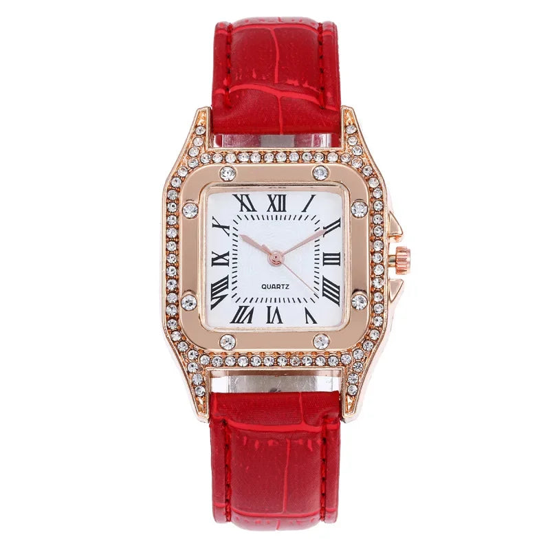 Elegant Rhinestone Square Women’s Waterproof Quartz Watch
