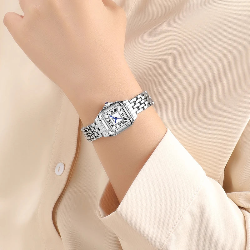 Elegant Waterproof Women's Quartz Watch with Luminous Date and Stainless Steel Band