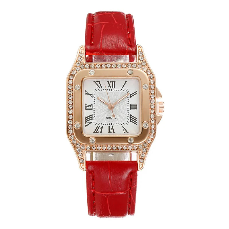 Elegant Rhinestone Square Women’s Waterproof Quartz Watch