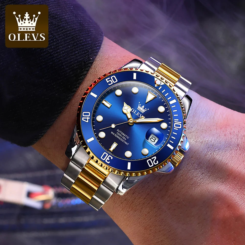 Classic Automatic Mechanical Men's Watch with Luminous Features and Waterproof Design