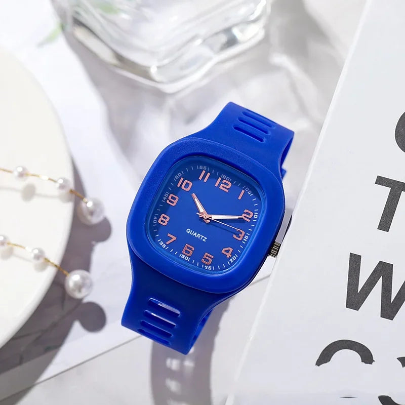 Cute Pink Square Quartz Watch for Women and Girls