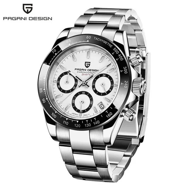 40mm Men's Quartz Chronograph Watch with Sapphire Crystal and Waterproof Design