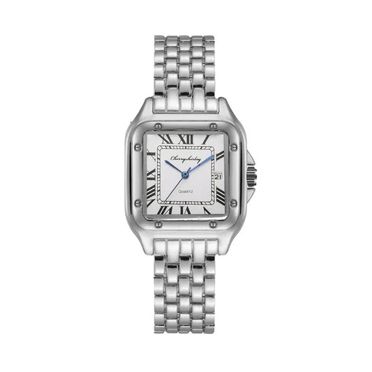 Light Luxury Square Couple Watches with Stainless Steel Strap - Fashion Quartz Wristwatches