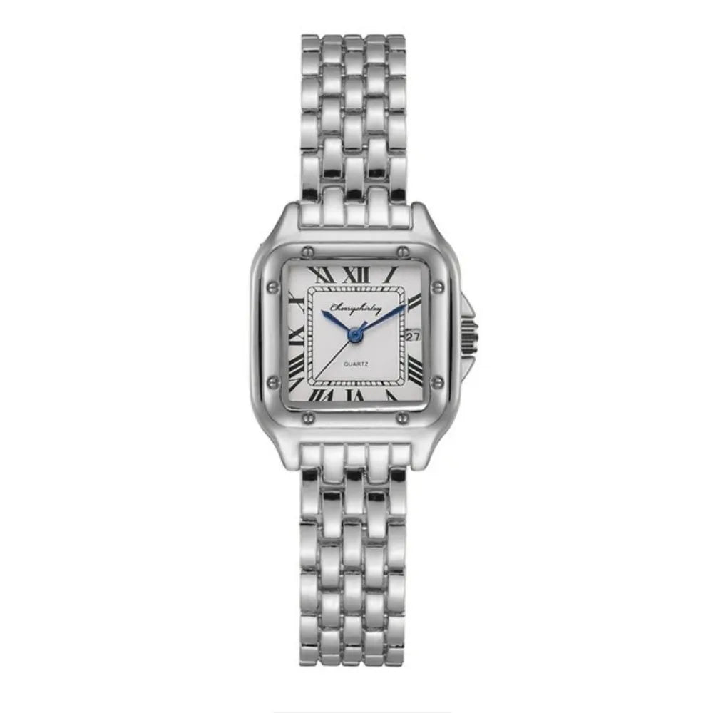 Luxury Ladies Quartz Watch with Calendar - Stainless Steel Bracelet