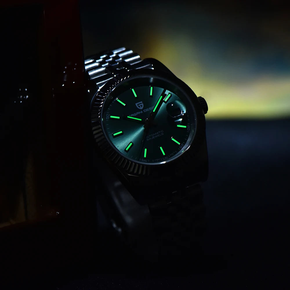 Men's 42MM Automatic Mechanical Watch with Sapphire Glass and Stainless Steel Band