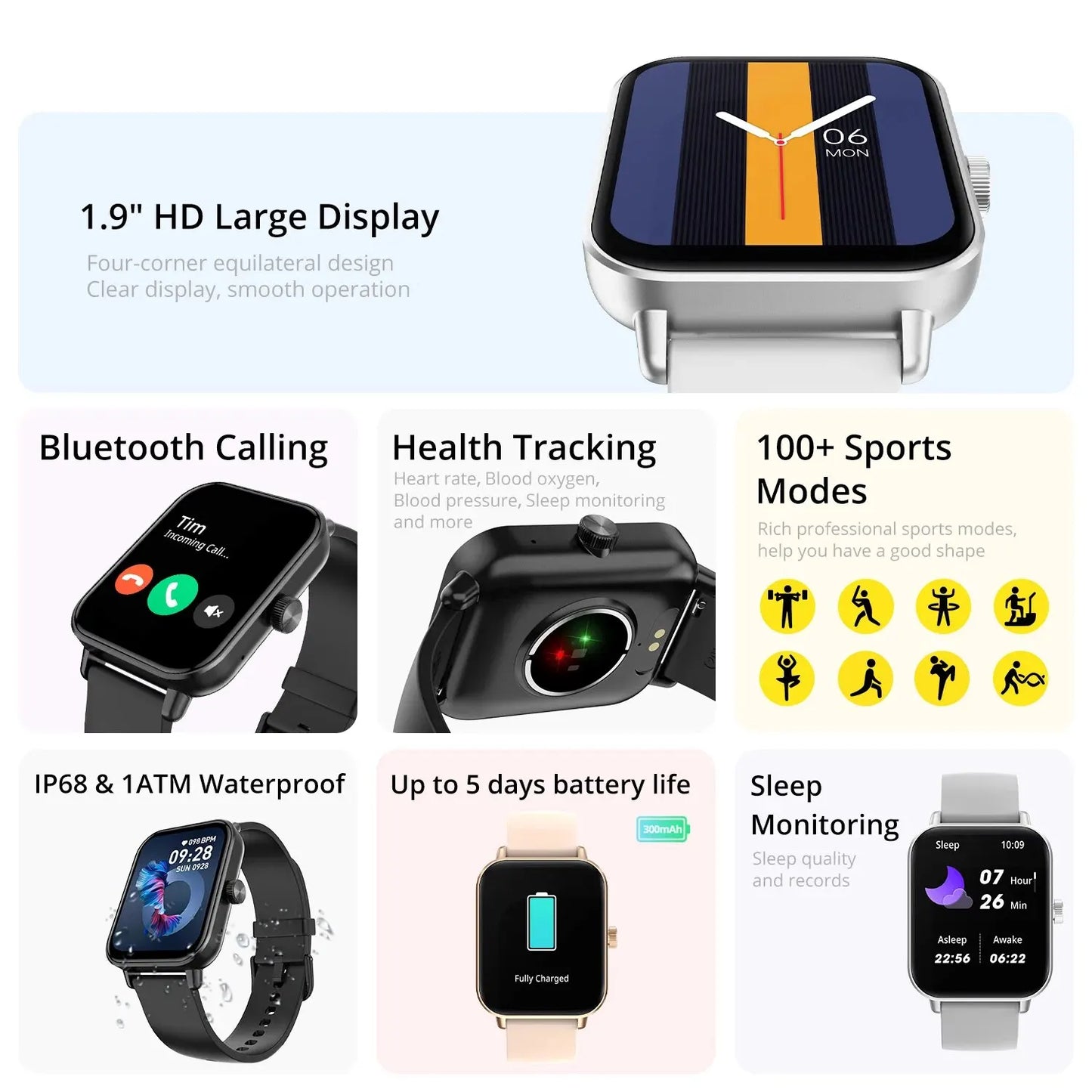 Strap Wise Voice Calling Smart Watch with 1.9'' HD Display & 24/7 Health Monitoring