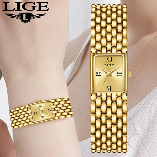 Luxury Gold Women's Quartz Watch with Stainless Steel Bracelet and 30M Waterproof Design