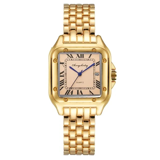 Light Luxury Square Couple Watches with Stainless Steel Strap - Fashion Quartz Wristwatches