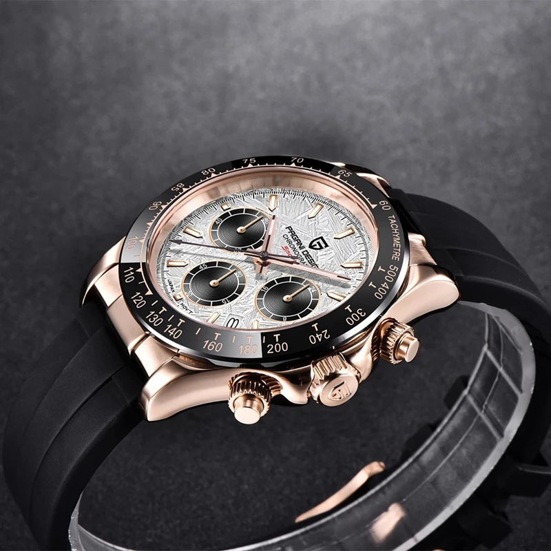40mm Men's Quartz Chronograph Watch with Sapphire Crystal and Waterproof Design