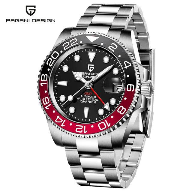 Luxury GMT Mechanical Wristwatch with Sapphire Glass and 100M Water Resistance