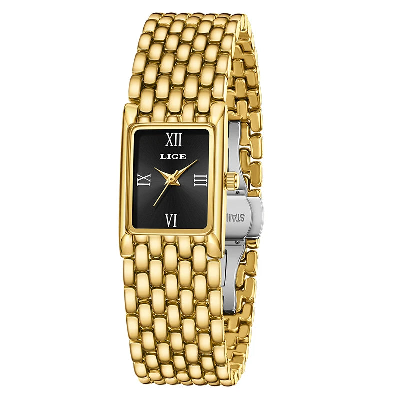 Luxury Gold Women's Quartz Watch with Stainless Steel Bracelet and 30M Waterproof Design