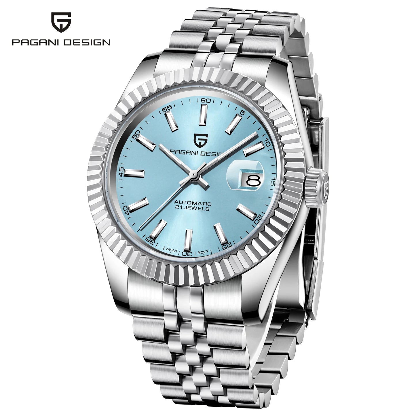 Men's 42MM Automatic Mechanical Watch with Sapphire Glass and Stainless Steel Band