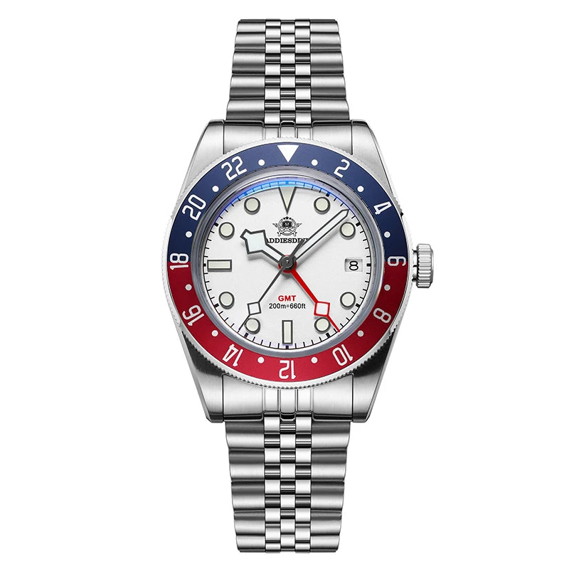 Luxury 200m Water-Resistant GMT Men's Diver Watch with Super Luminous Features