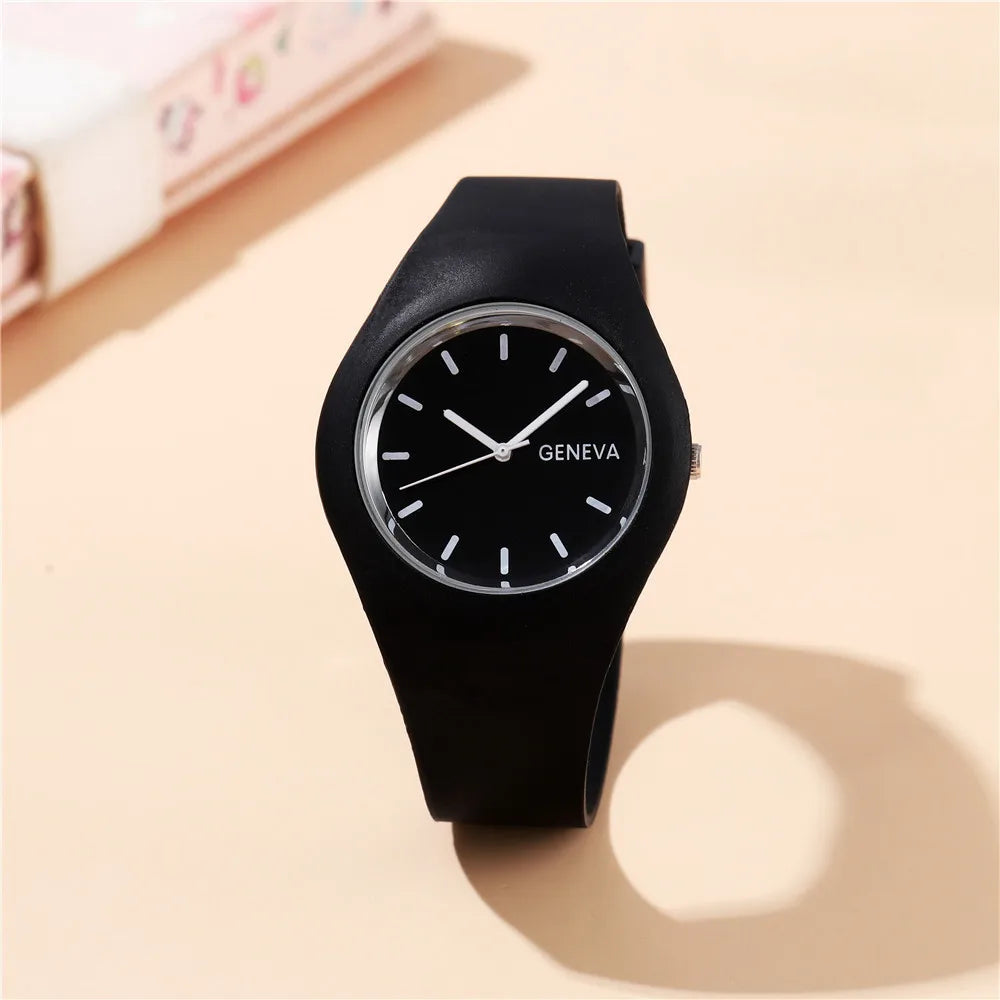 Big Dial Kids Quartz Watch with Silicone Strap for Boys and Girls