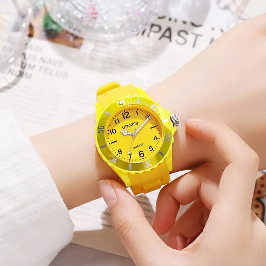 Student Fashion Quartz Watch for Kids - Sporty Transparent Silicone Design