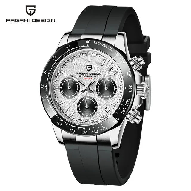 40mm Men's Quartz Chronograph Watch with Sapphire Crystal and Waterproof Design