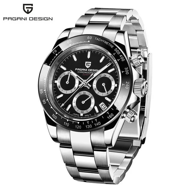 40mm Men's Quartz Chronograph Watch with Sapphire Crystal and Waterproof Design