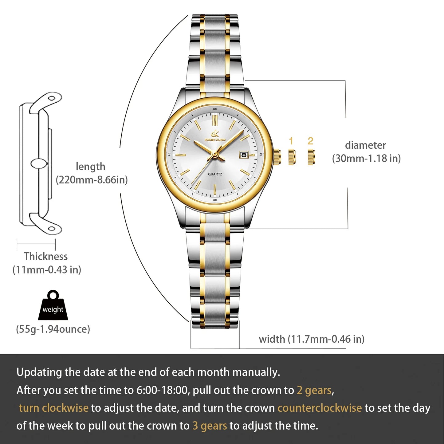 Luxury Gold Women's Waterproof Luminous Dress Watch