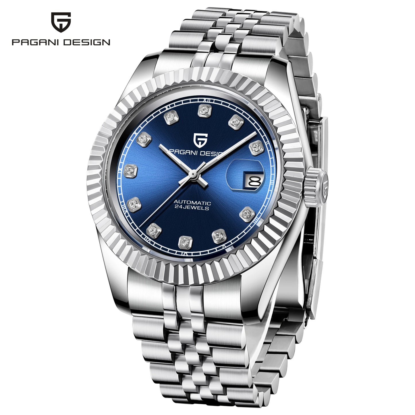 Men's 42MM Automatic Mechanical Watch with Sapphire Glass and Stainless Steel Band