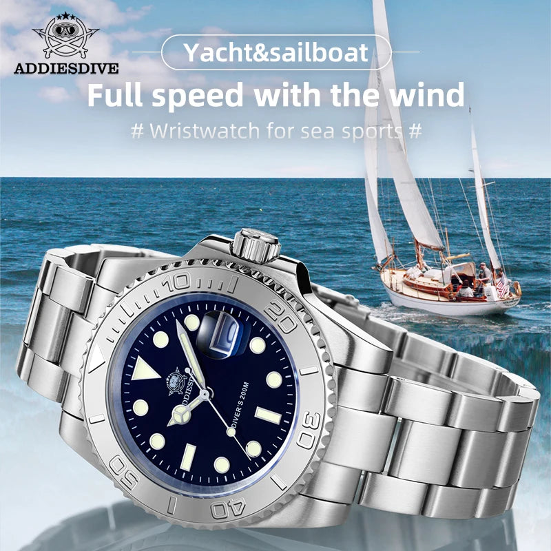 Luxurious Men's Luminous Quartz Diving Watch - 20 Bar Waterproof Stainless Steel