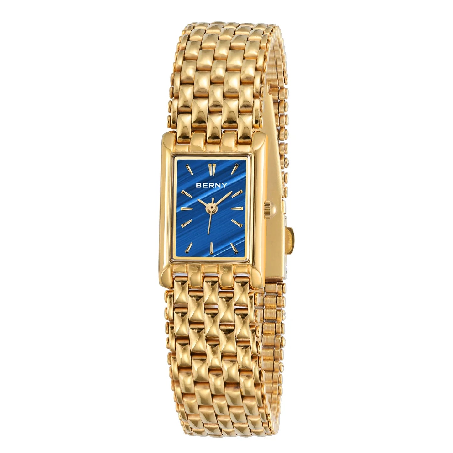 Luxury Gold Square Women's Quartz Watch - Elegant Stainless Steel Design