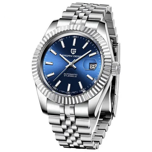 Men's 42MM Automatic Mechanical Watch with Sapphire Glass and Stainless Steel Band