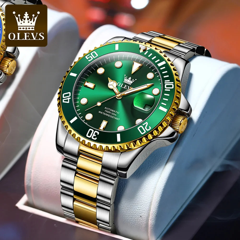 Classic Automatic Mechanical Men's Watch with Luminous Features and Waterproof Design