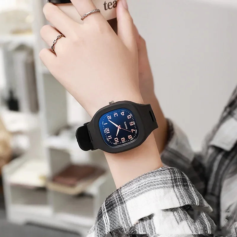 Cute Pink Square Quartz Watch for Women and Girls