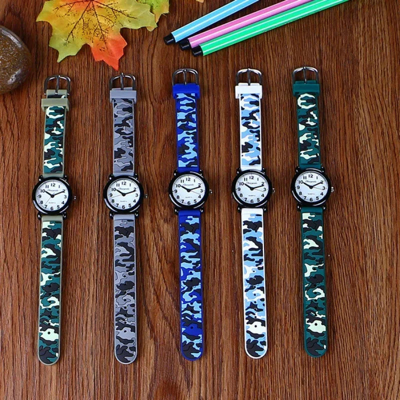 Camo Strap Cartoon Quartz Watch for Kids - Stylish and Fun