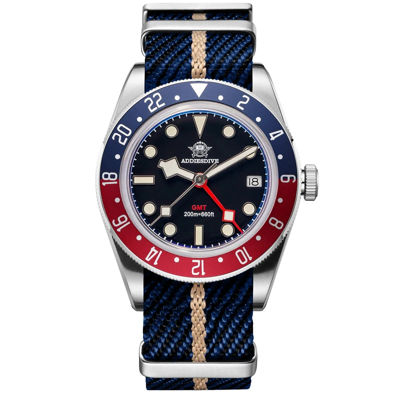 Luxury 200m Water-Resistant GMT Men's Diver Watch with Super Luminous Features