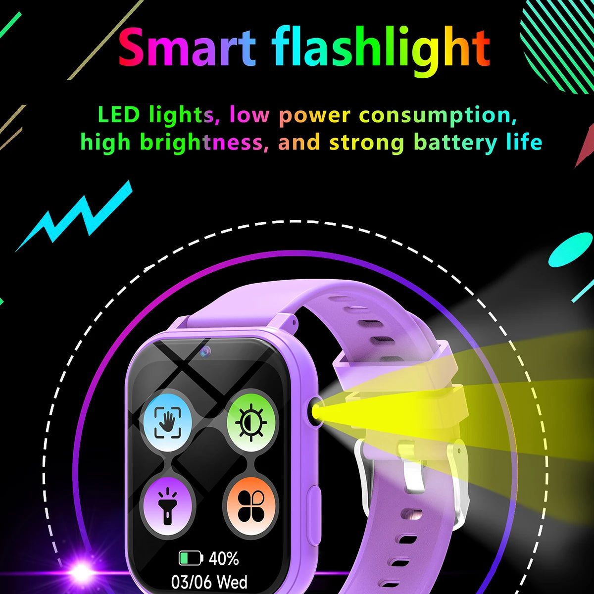 SIMSONLAB Kids Smart Watch with 18 Games, Camera, and Sleep Monitoring