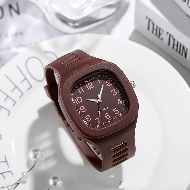 Cute Pink Square Quartz Watch for Women and Girls
