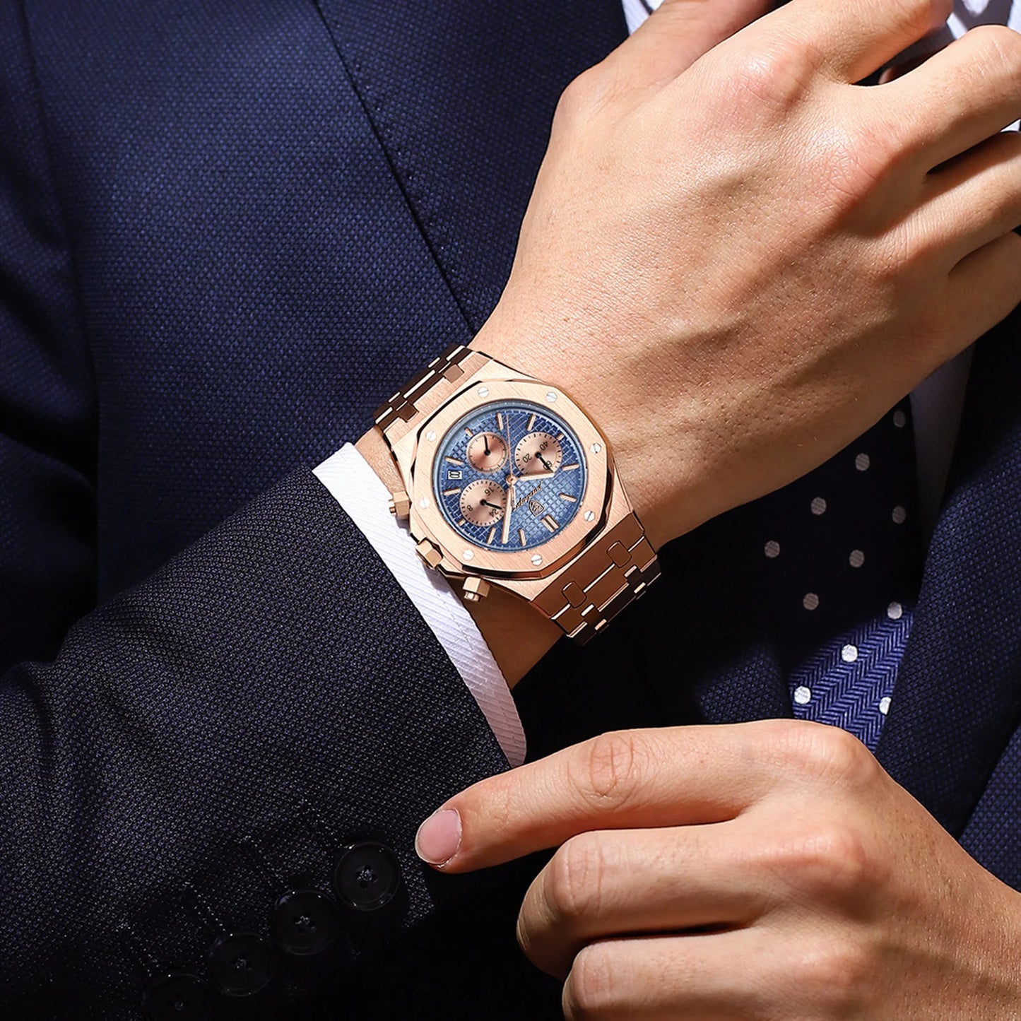 Luxury Men's Stainless Steel Chronograph Watch - Waterproof & Luminous