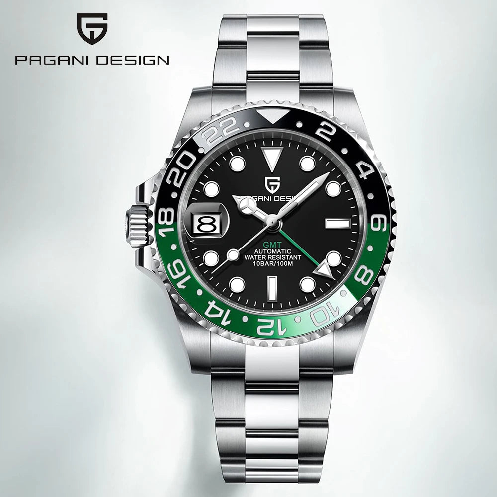 Luxury GMT Mechanical Wristwatch with Sapphire Glass and 100M Water Resistance